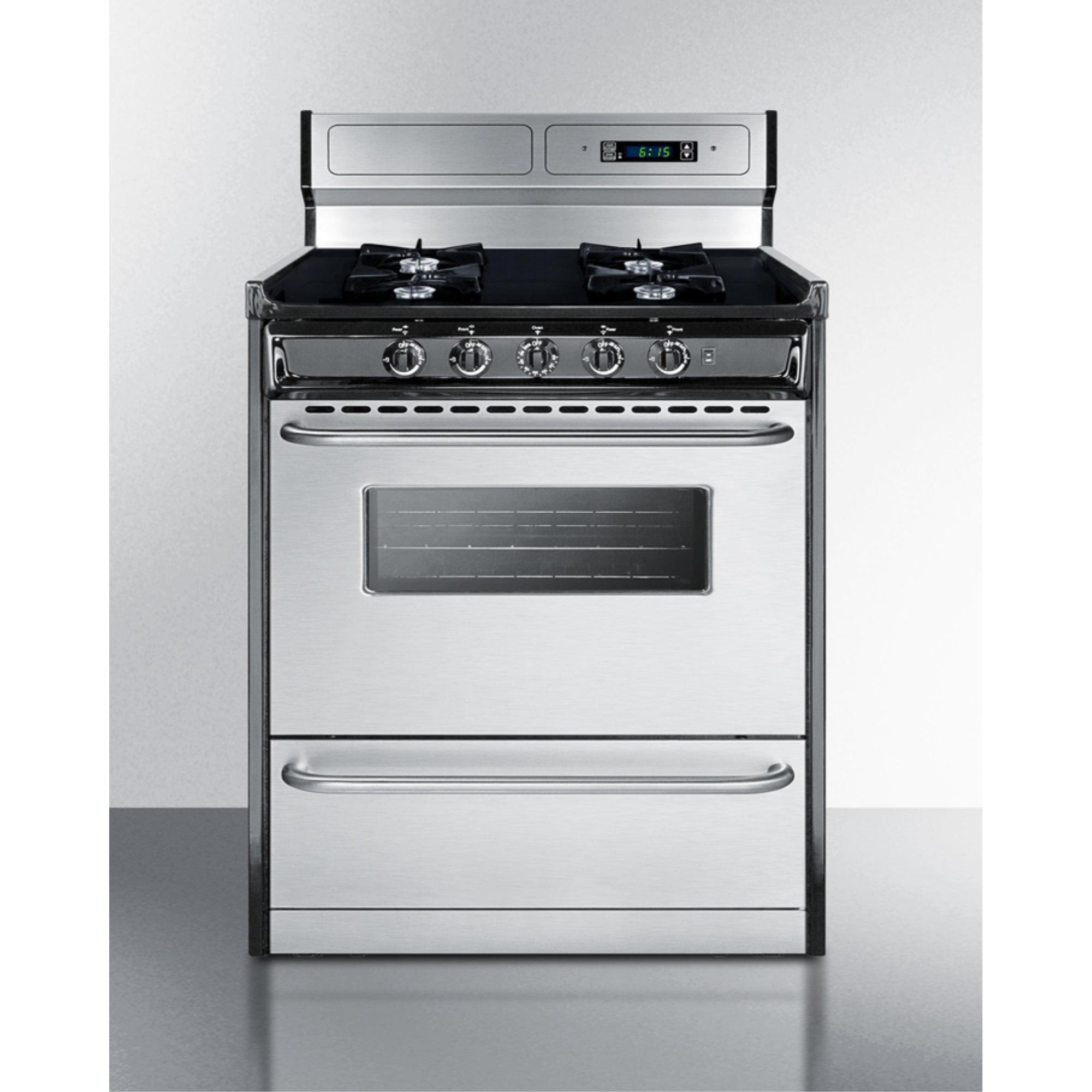 30" Stainless Steel Gas Range with 4 Burners and High Backguard