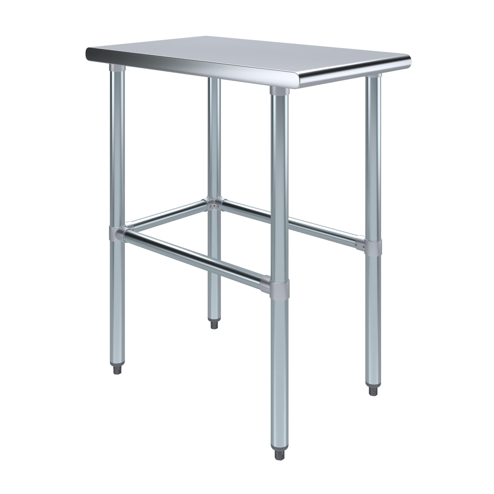 AmGood 18" Long x 30" Deep Stainless-Steel Work Table Open Base, Workstation, Metal Work Bench