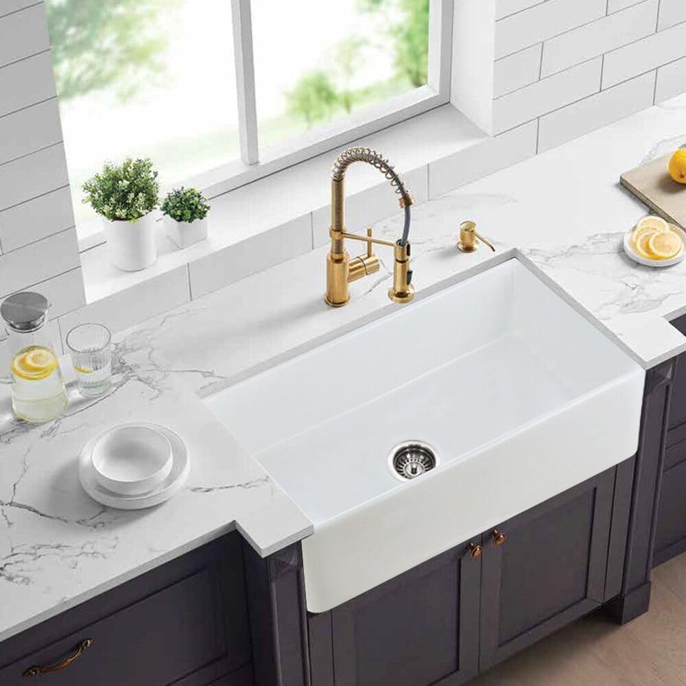 InchWhite Farmhouse Sink Deep Apron Sink Undermount Farmhouse Kitchen Sink Single Farm Sink