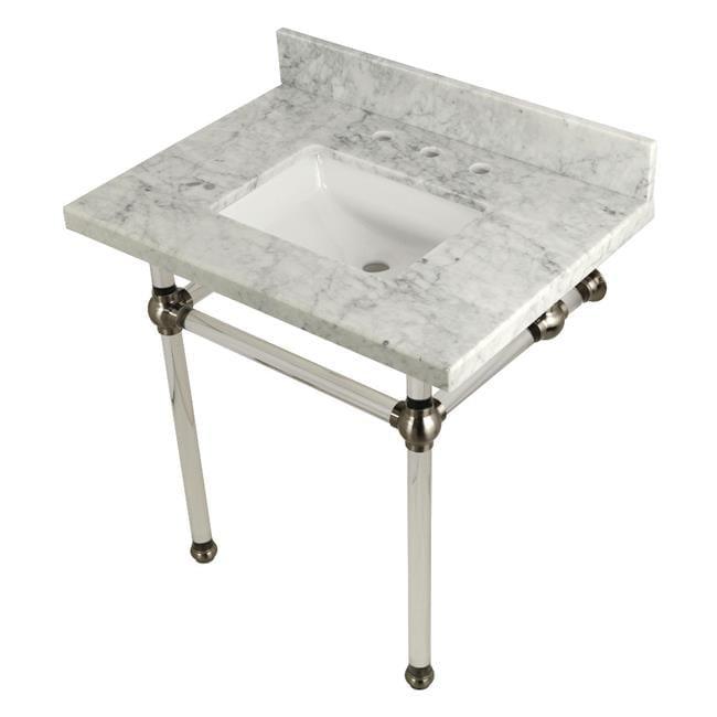 Kingston Brass Templeton 30-Inch Vanity Top with Clear Acrylic Legs (8-Inch, 3-Hole)