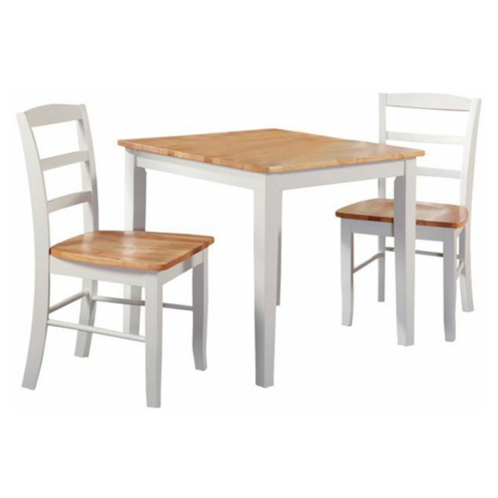 3pc Dining Table with 2 Ladderback Chairs White/Natural – International Concepts