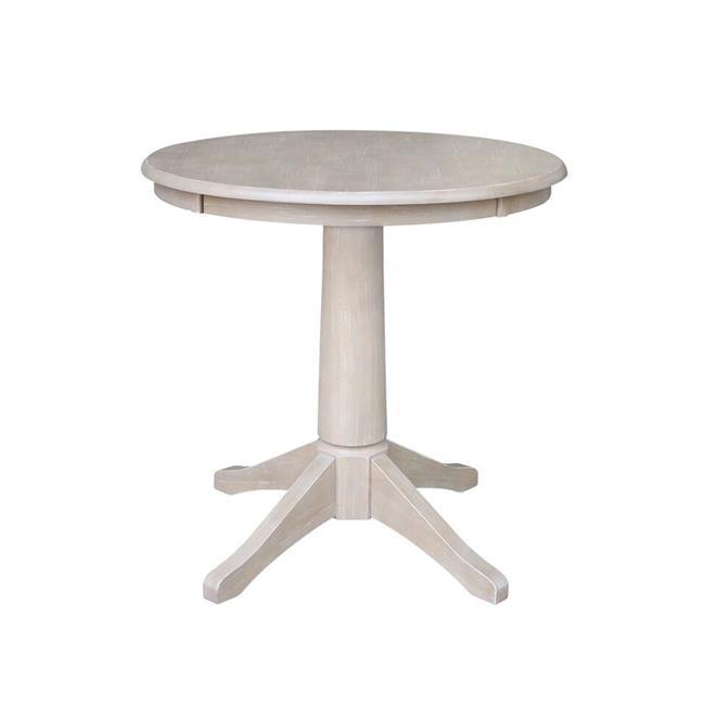 Solid Wood Round Pedestal Dining Table Weathered Gray Taupe - International Concepts