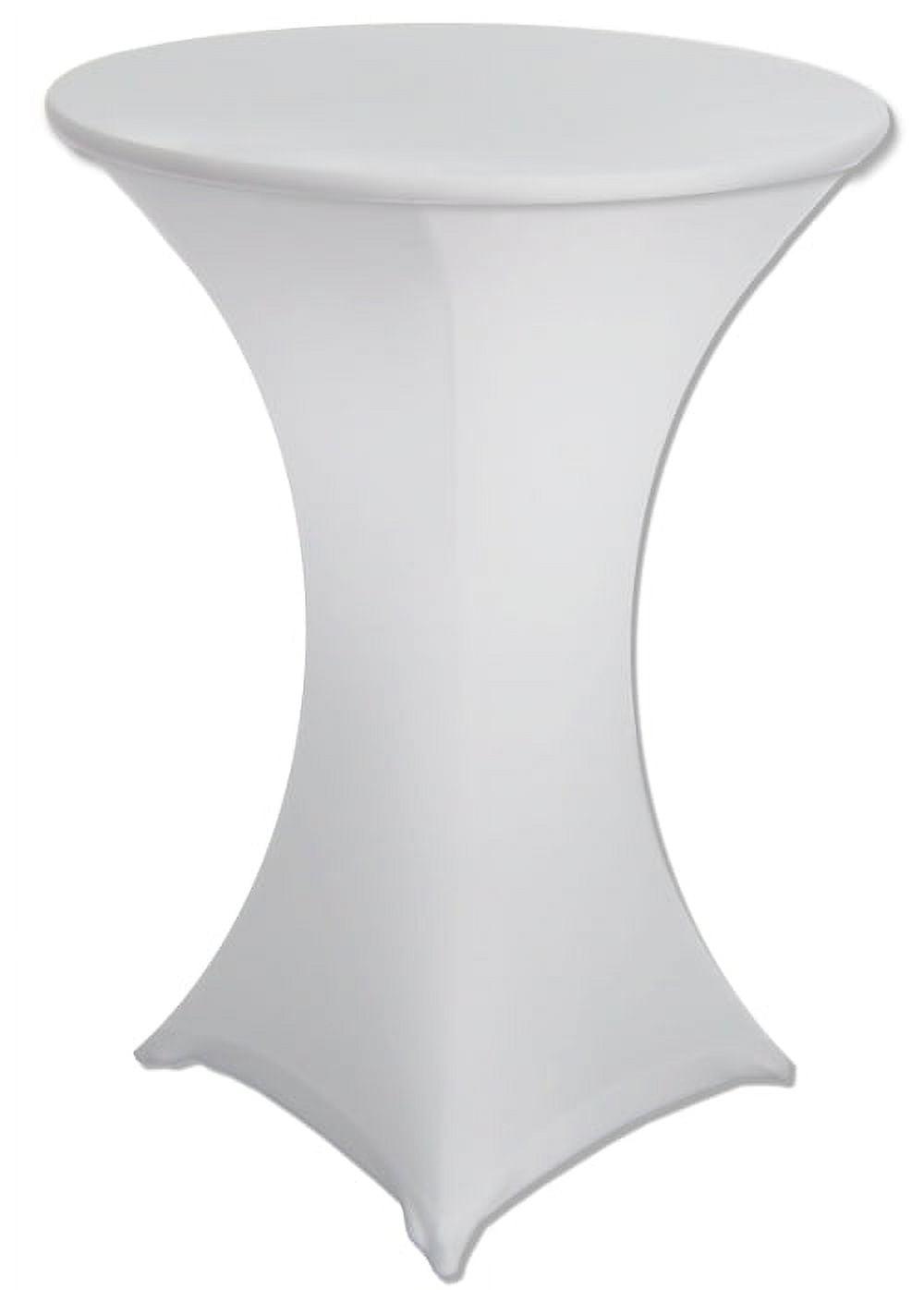 30 x 42 White Stretch Spandex Highboy Cocktail Cover -by Banquet Tables Pro