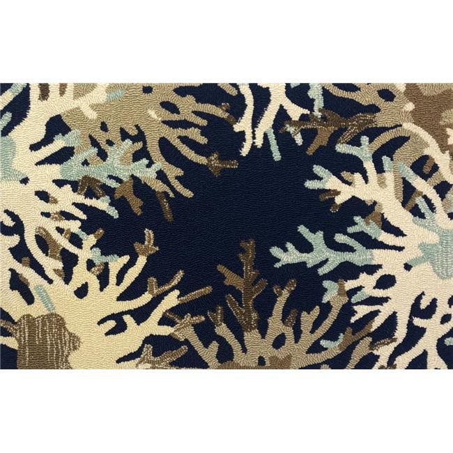 30 x 48 in. Coral Border Rug - Indigo