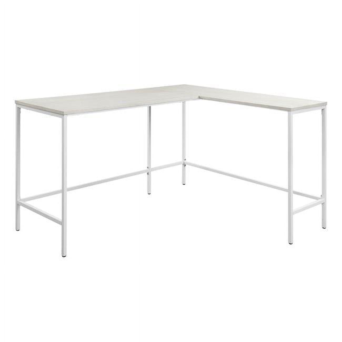Contempo White Oak Adjustable L-Shaped Desk with Filing Drawer