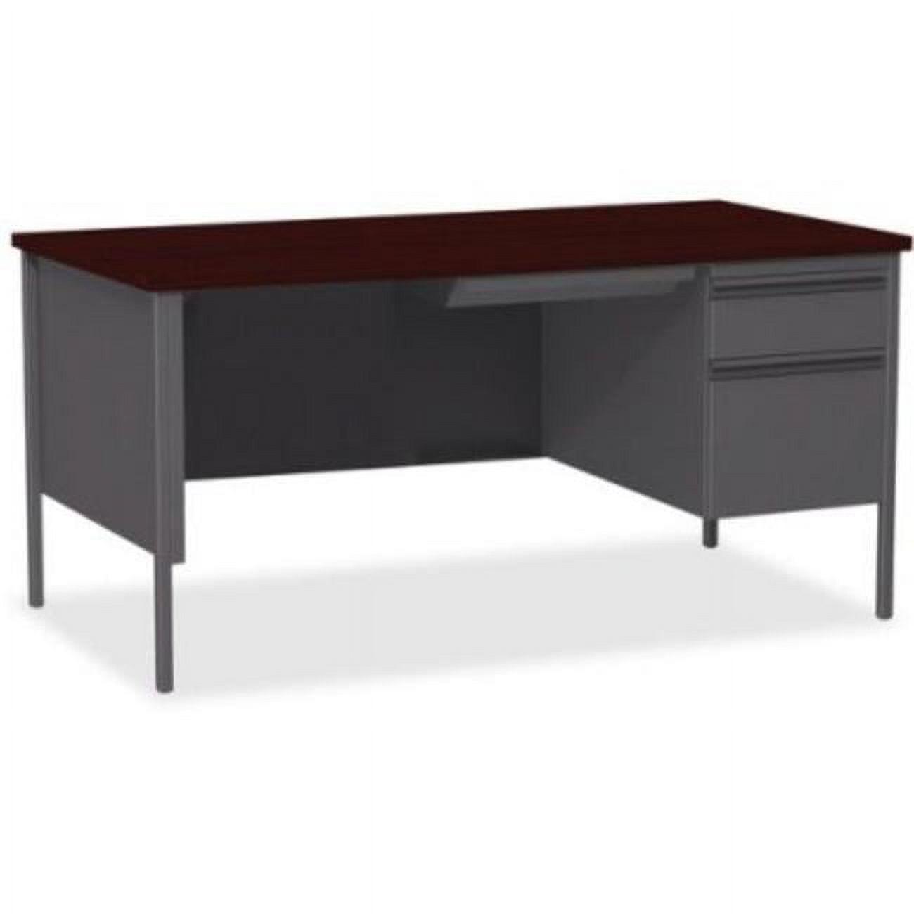 Fortress Series Mahogany Laminate Right-Pedestal Desk with Drawer