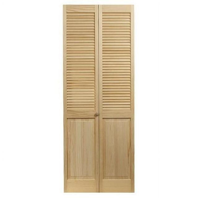 30 x 80.5 in. Model 105 Louver Over Panel Unfinished Wood Bifold Door