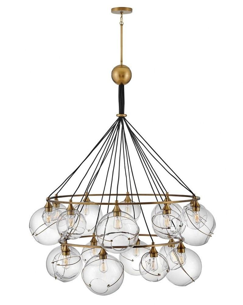 Heritage Brass Skye 18-Light Tiered Glass Globe Chandelier