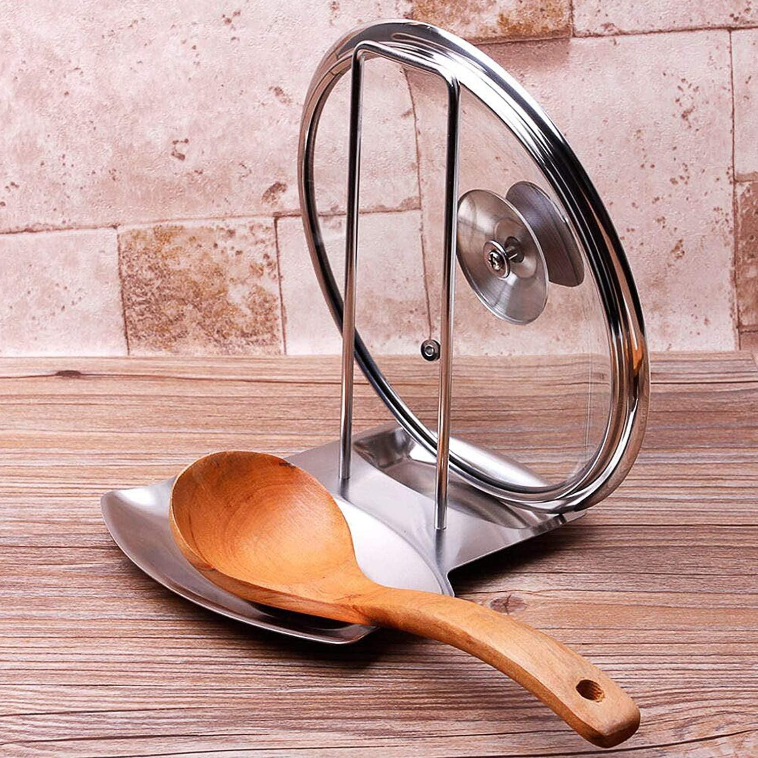 Polished Stainless Steel Spoon and Lid Rest Stand