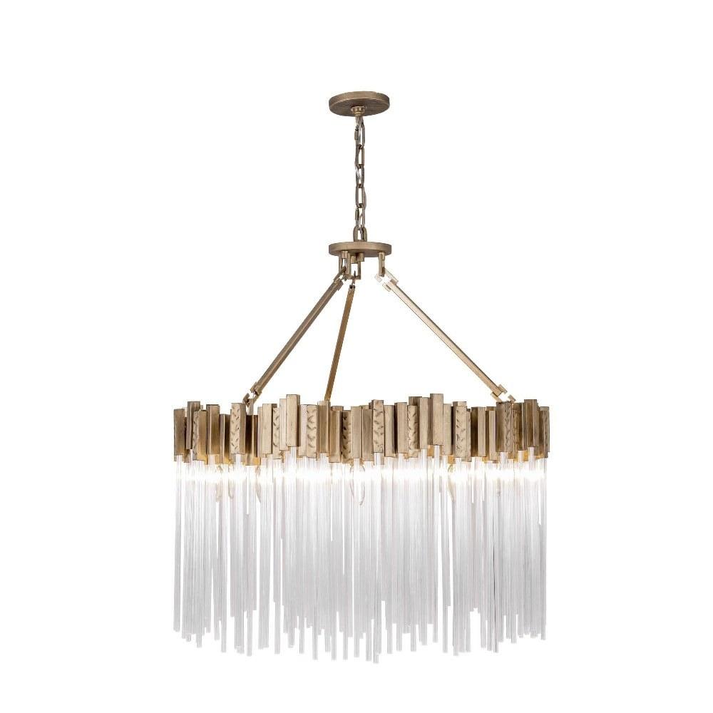 Havana Gold Glass 10-Light Drum Chandelier