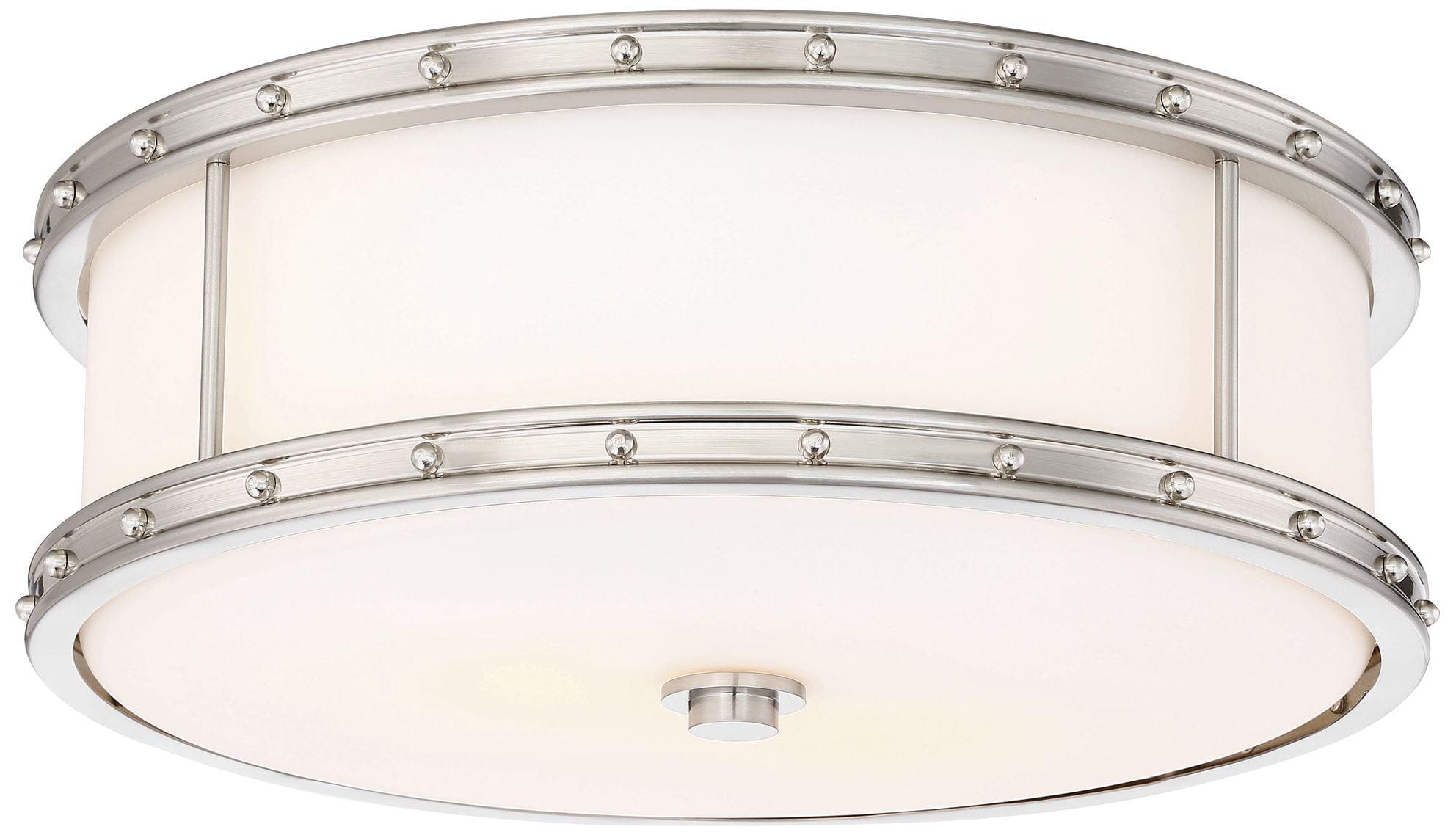Minka Lavery Modern Ceiling Light Flush Mount Fixture 15 1/2" Brushed Nickel Dimmable LED Etched Opal Glass Shade for Bedroom Home