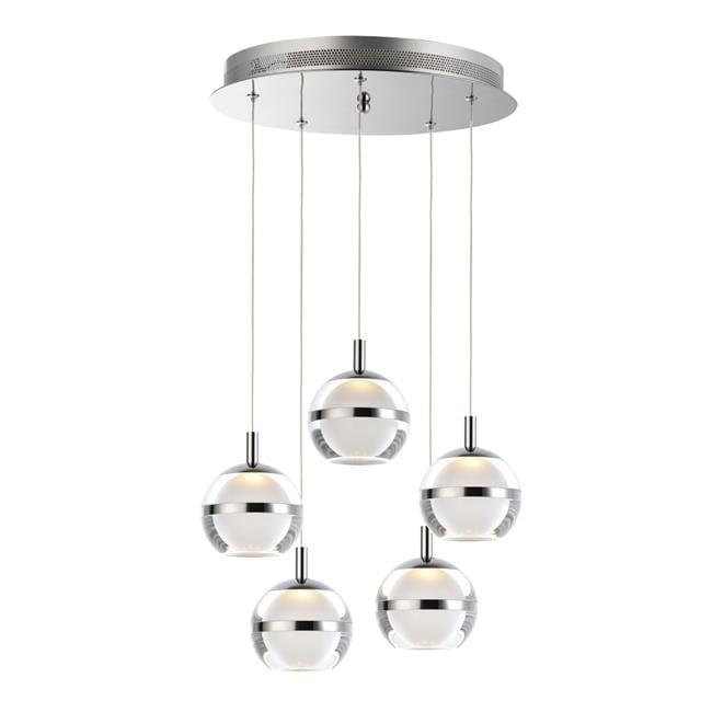 ET2 E24595-93PC Swank 5-Light Pendant Ceiling Light, Polished Chrome