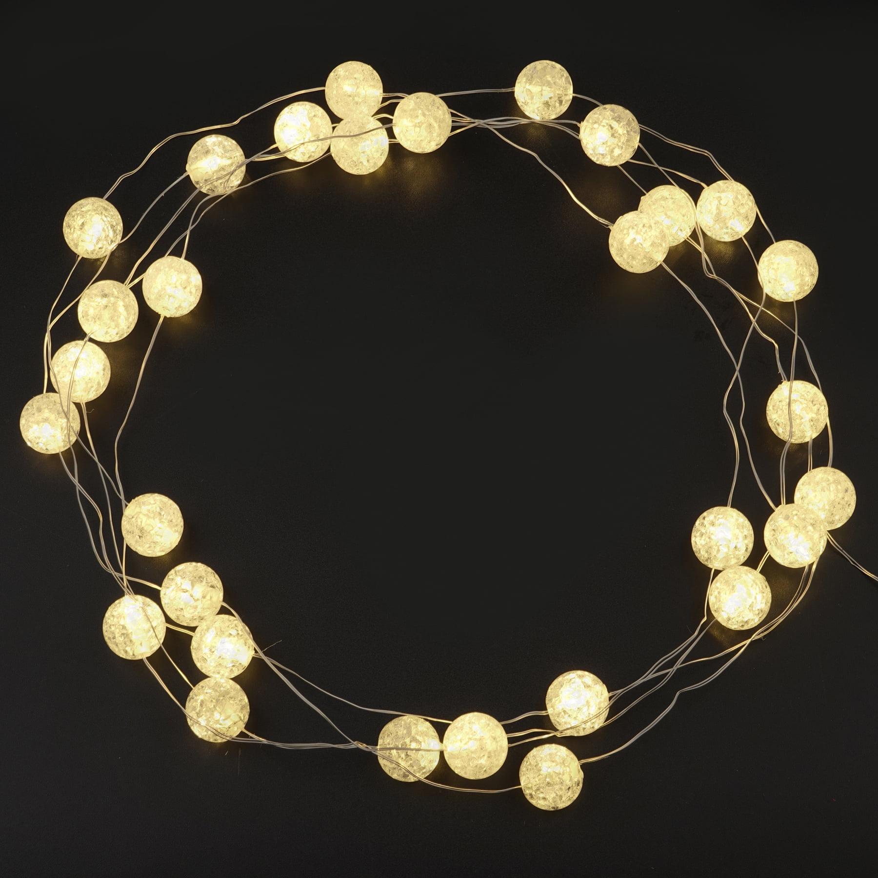 30ct Clear Crackle Ball LED String Lights for Indoor Decor