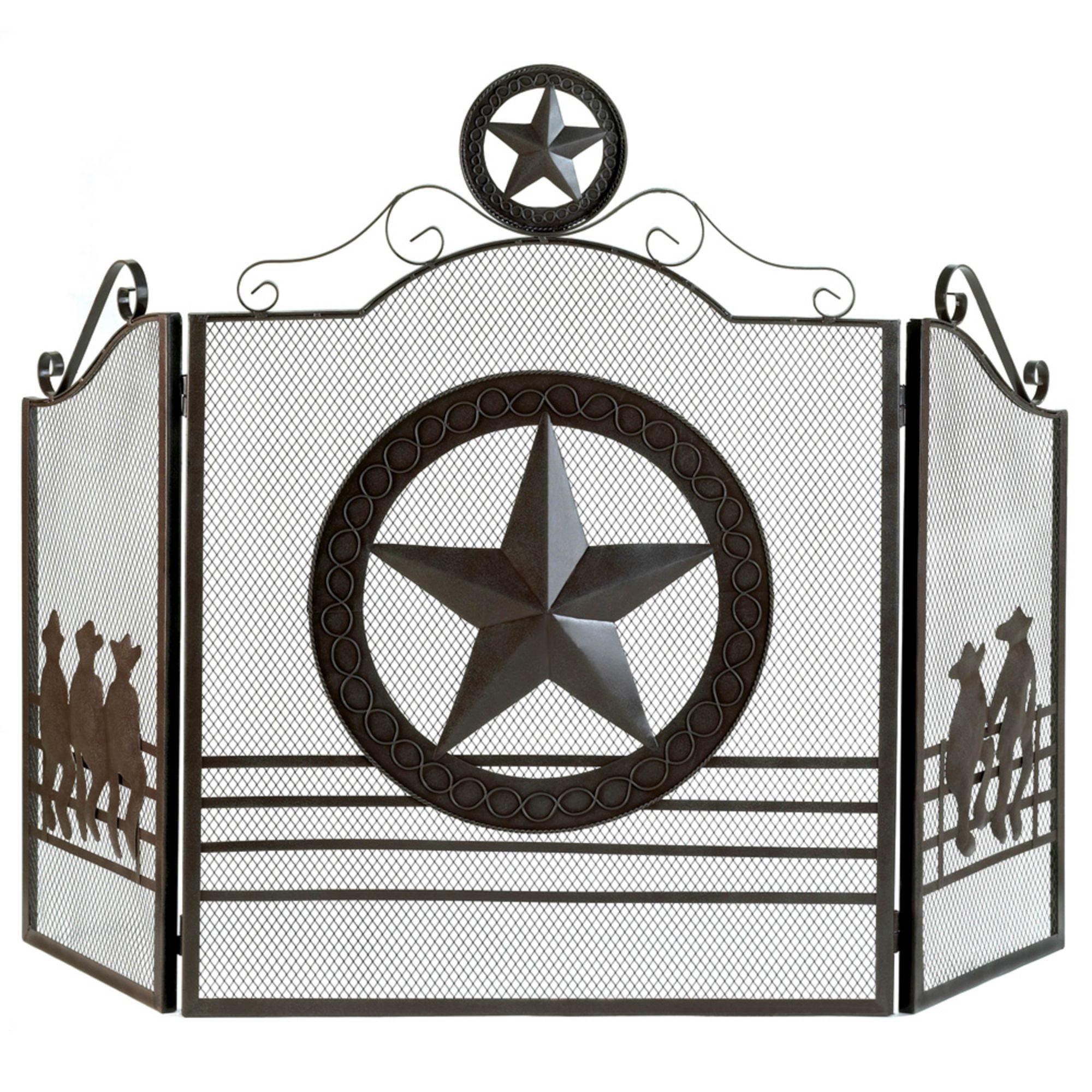31.5" Brown Contemporary Lone Star Fireplace Screen
