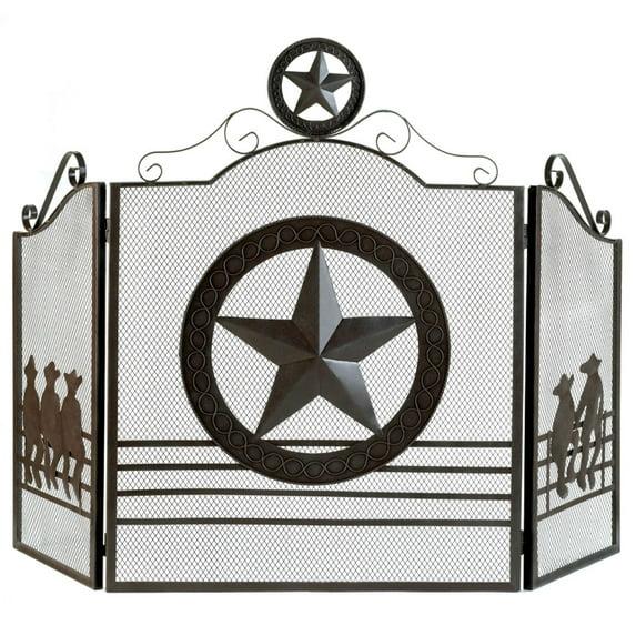 31.5" Brown Contemporary Lone Star Fireplace Screen