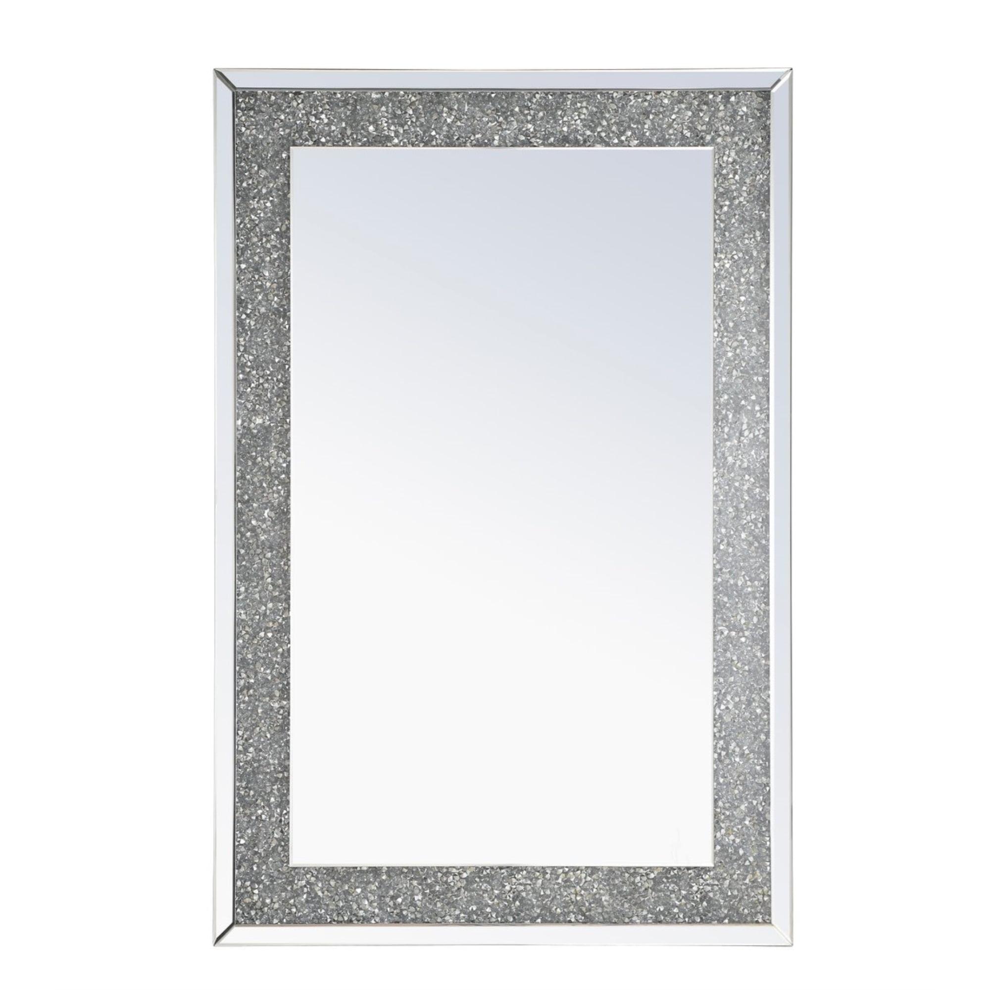 31.5 Inch Rectangular Crystal Mirror with Clear Beveled Border