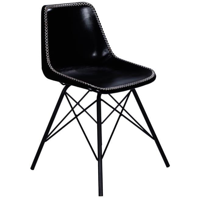 31.5 x 18 x 14.5 in. Black Contrast Stitch Leather Dining Chair