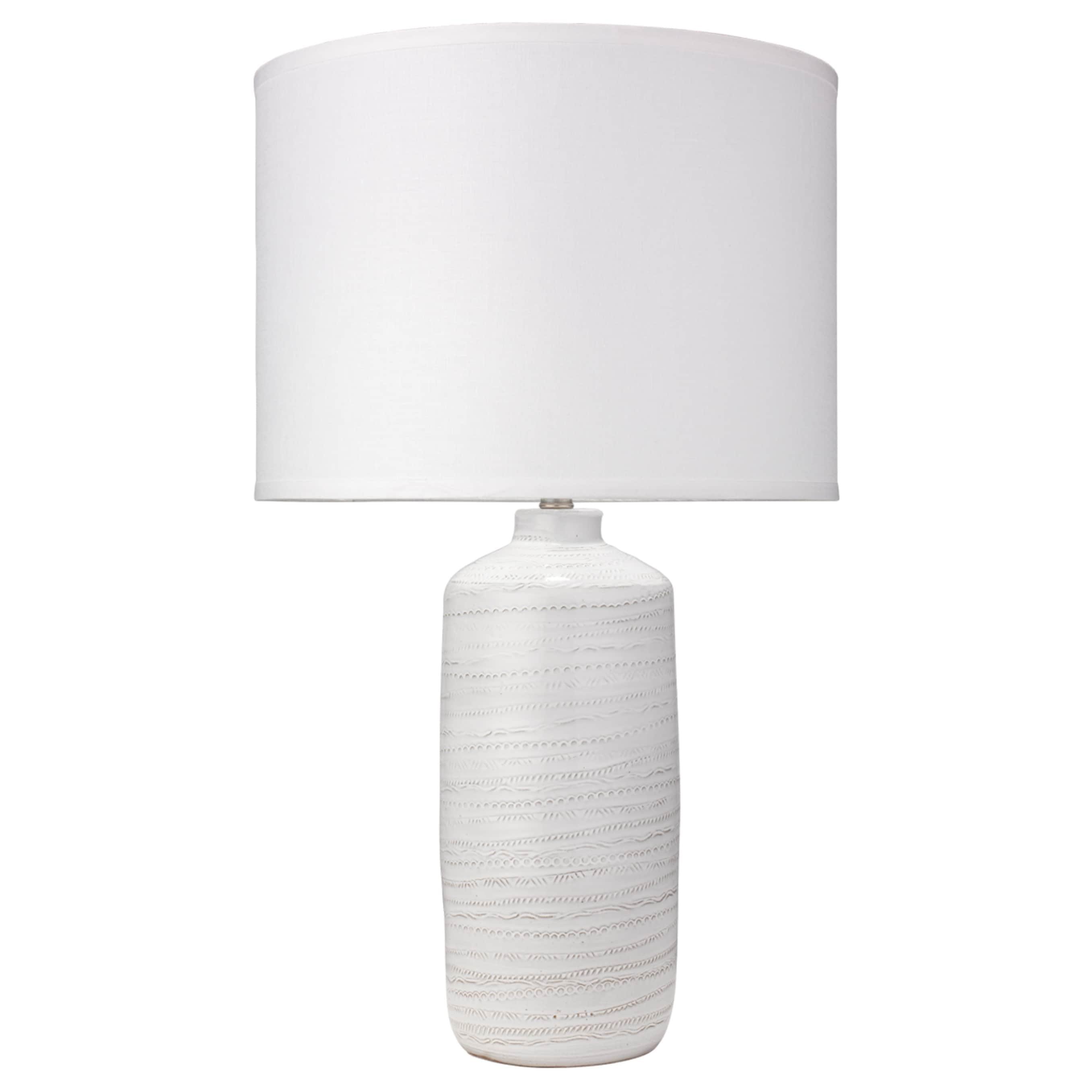 White Ceramic Table Lamp with Linen Shade