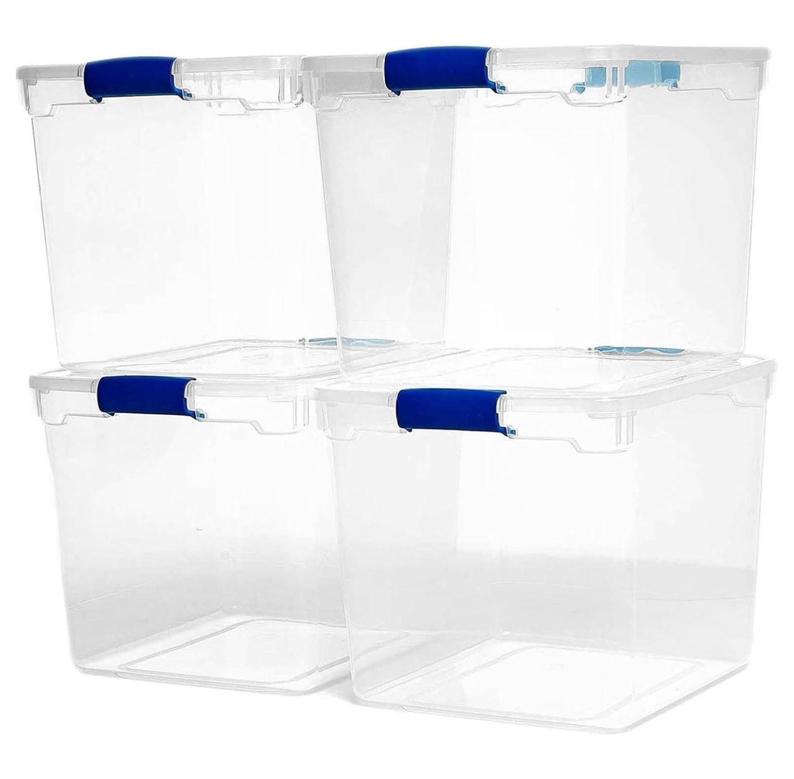 JepoIA 31-Quart Clear Plastic Stackable Storage Bin with Lid Container Box with Latching Handles for Home Garage Organization, Clear (4 Pack)