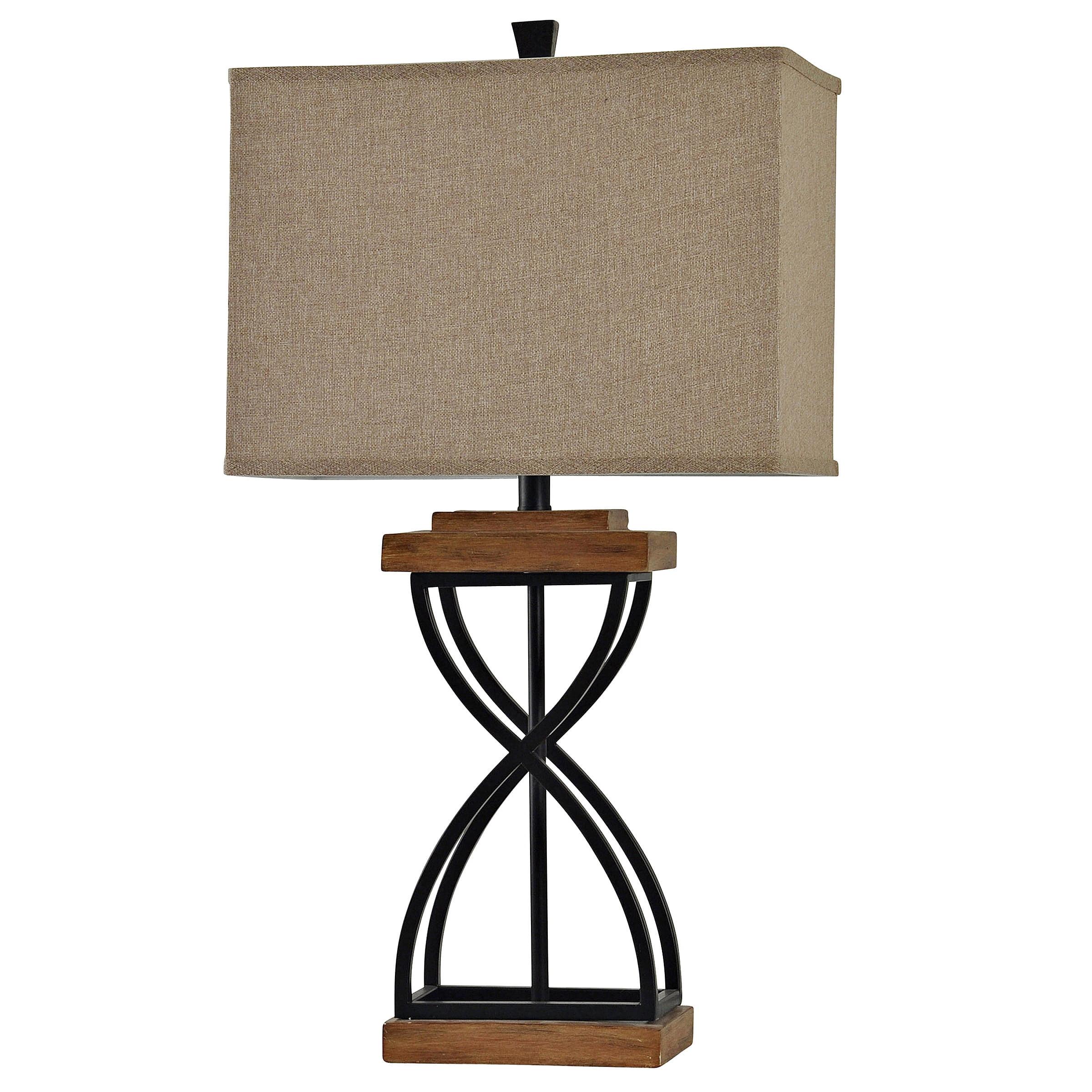 Table Lamp Black Wood Finish - StyleCraft: Beige Shade, No Assembly, UL Listed, 31" Height