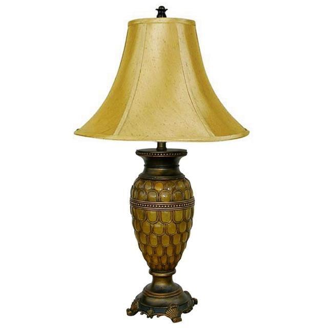 Bloomsbury Market 31" Golden Brown Polyresin Urn Table Lamp With Night Light And Gold Bell Shade