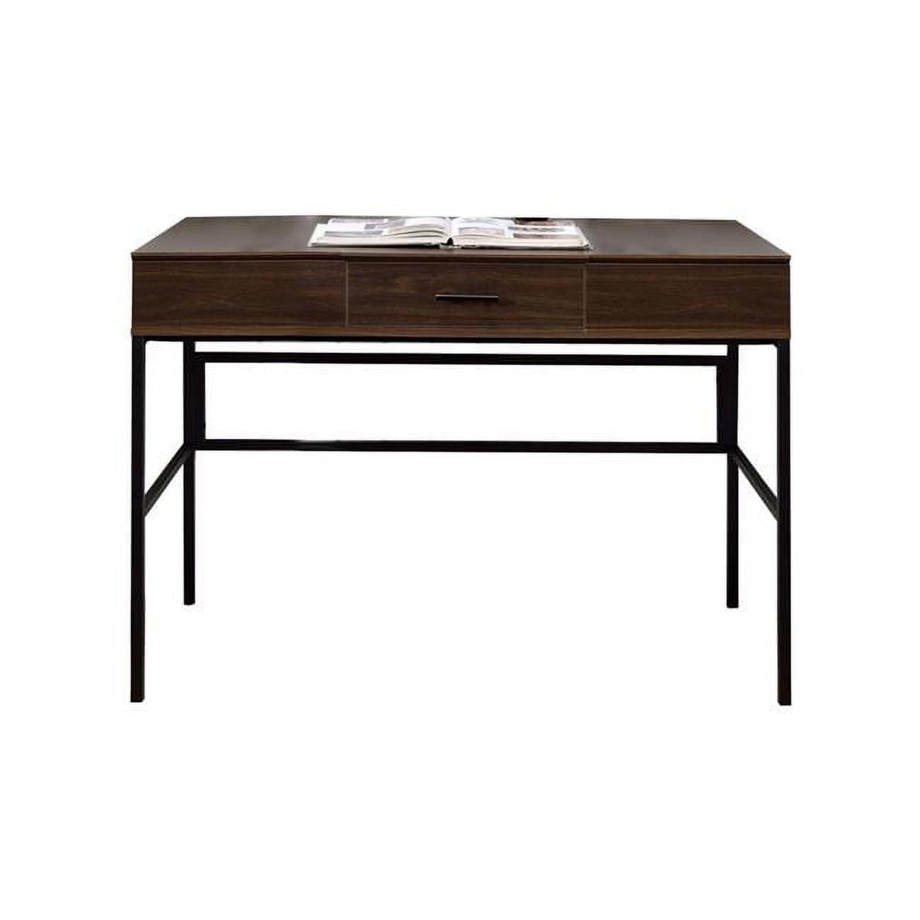 Adjustable Brown Wood Writing Desk with USB Port and Storage