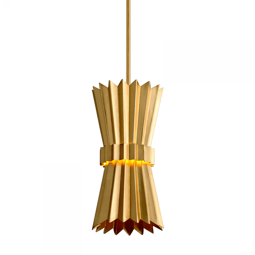 Moxy Art Deco Gold Leaf Angular Pendant Light