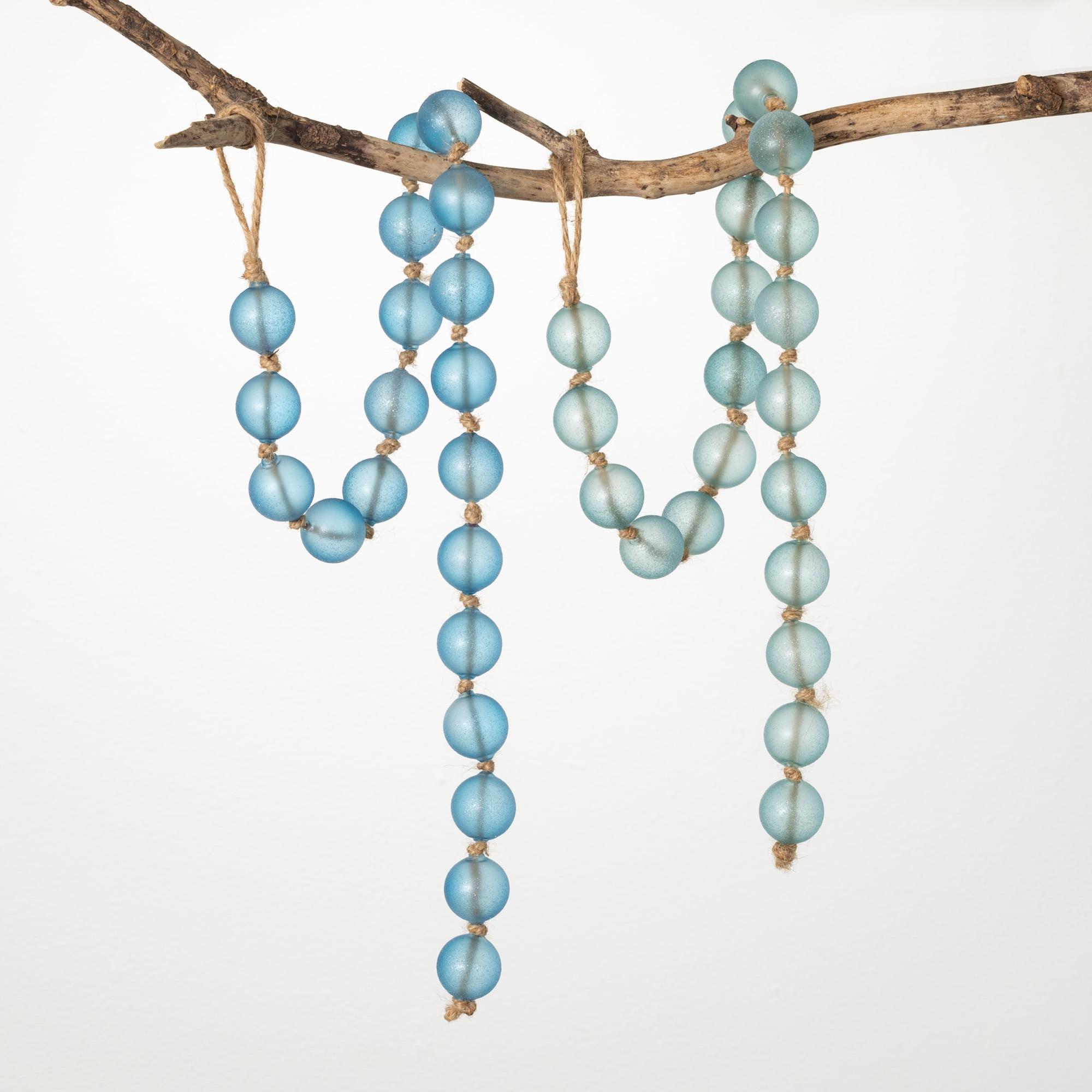 32.5" Blue and Green Beaded Glass Garland - Set of 2