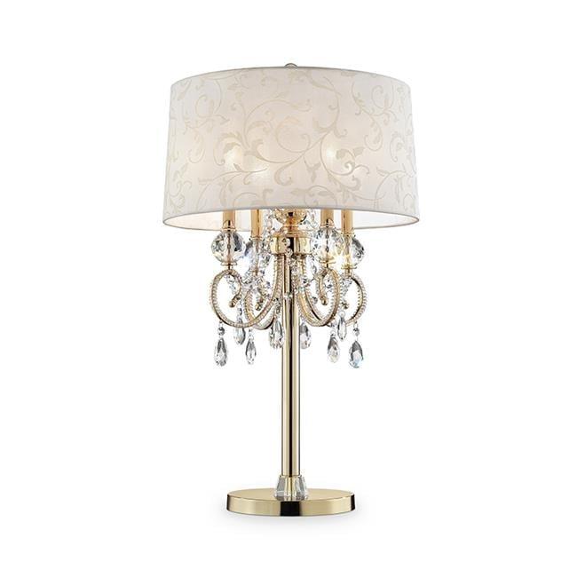 32.5" Antique Metal Table Lamp with Crystals Gold - Ore International: Barocco Drum Shade, UL Listed