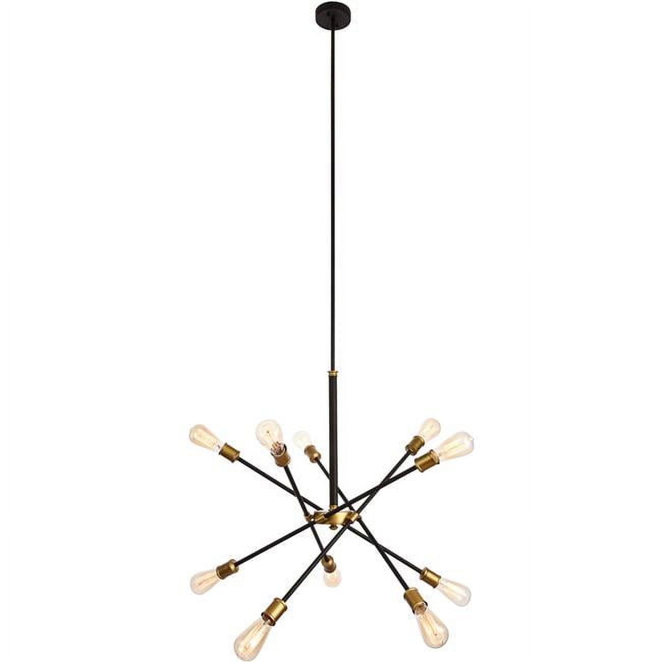 Axel 10-Light Black and Brass Adjustable Chandelier