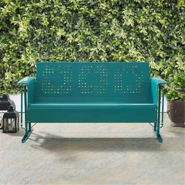 Turquoise Steel Three-Seat Outdoor Sofa Glider