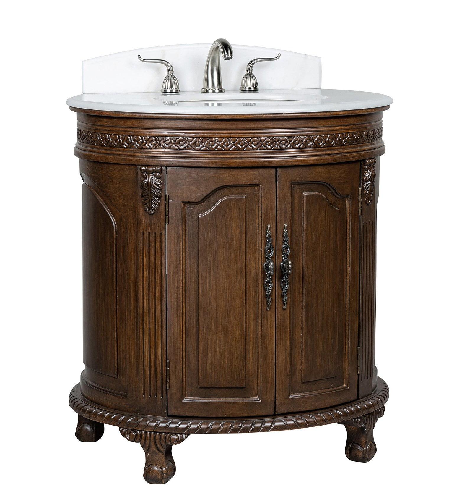 32" Benton Collection Versailles Small Victorian Colonial Bathroom Vanity HF-2869W-TK-BS