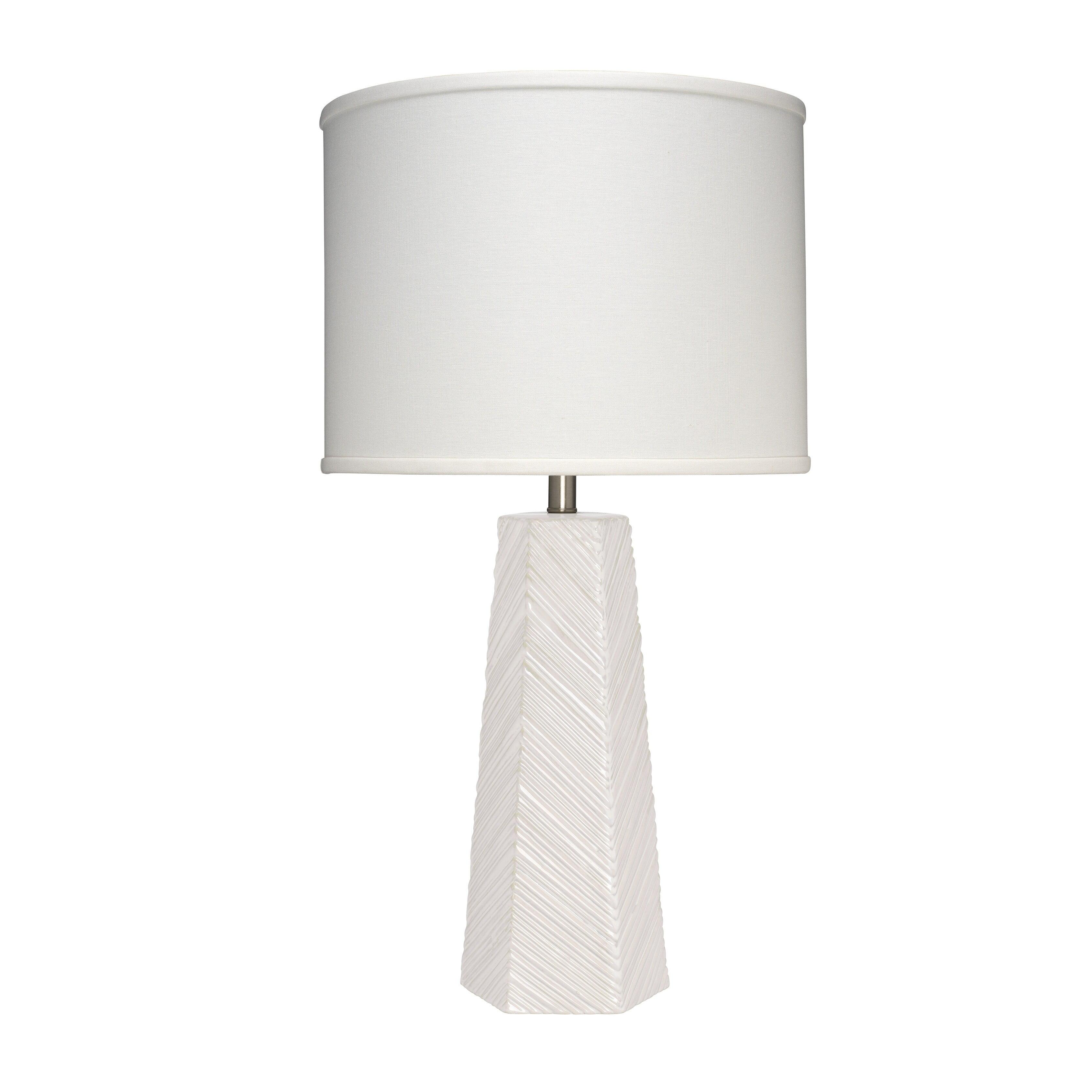 Cream Ceramic Table Lamp with Off-White Linen Shade