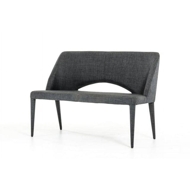32" Dark Grey Fabric and Metal Bench