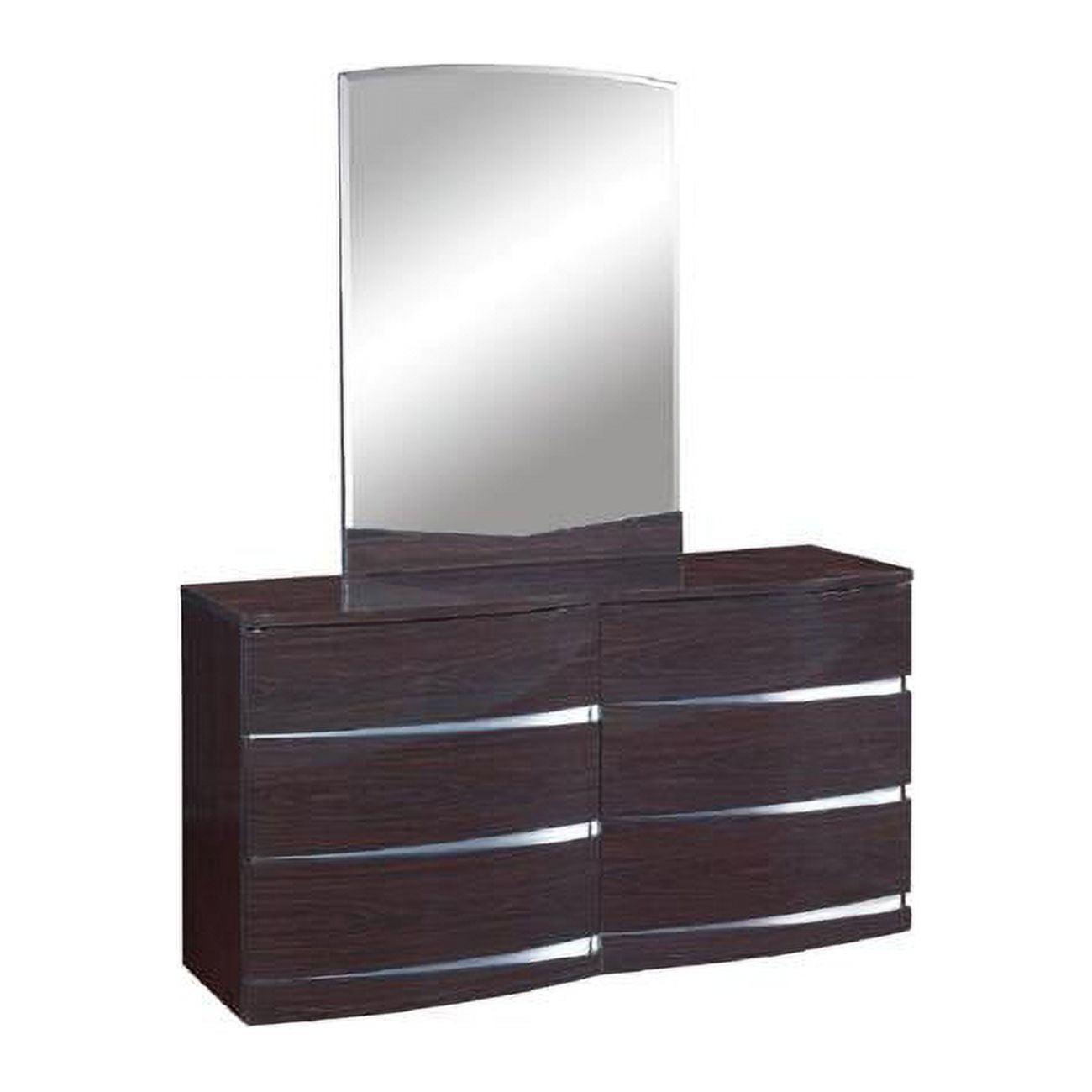 18" White Mirrored High Gloss Dresser with Six Drawers