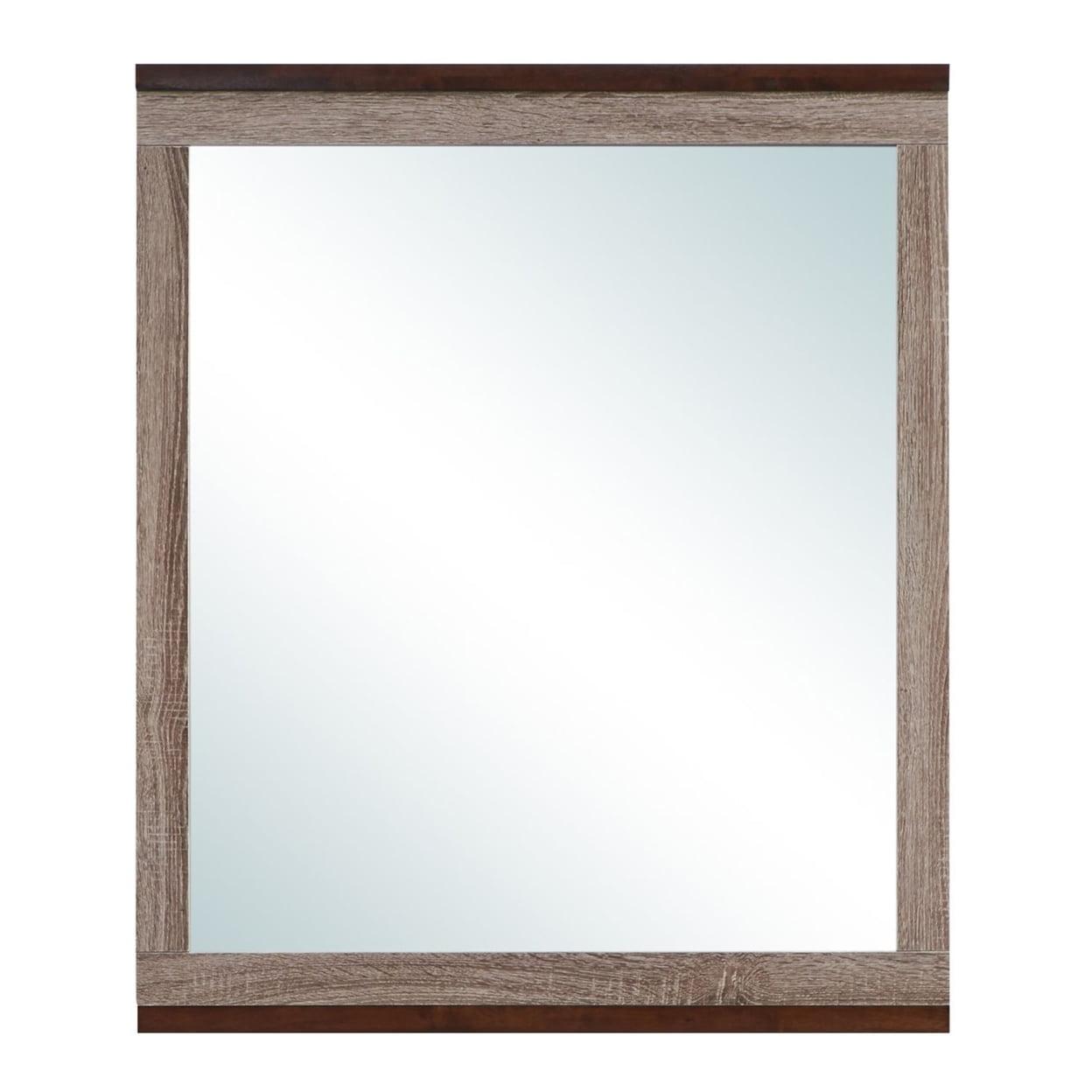 Gray and Brown Rectangular Wood Framed Dresser Mirror