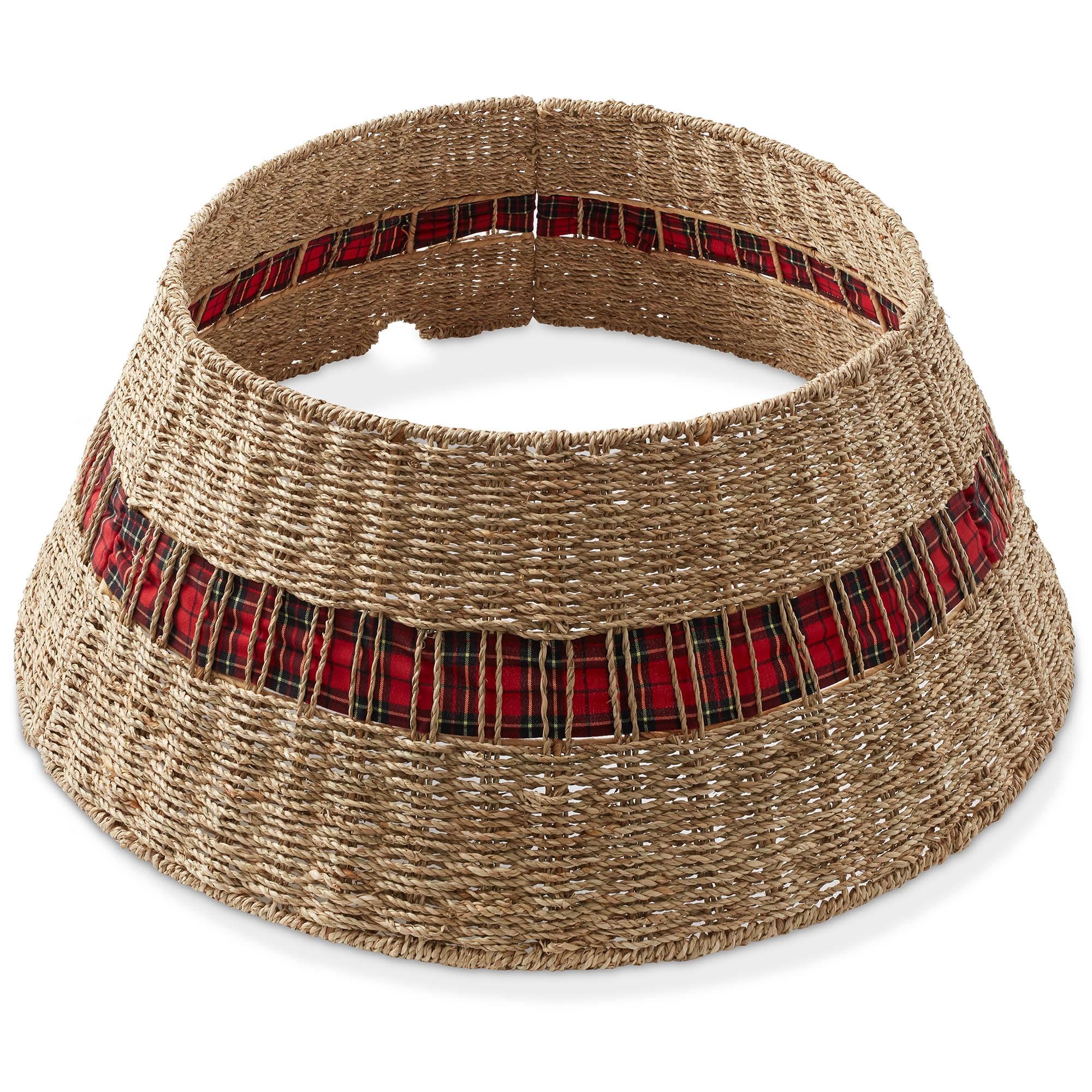 Casafield Woven Christmas Tree Collar with Ribbon and Cord Cutout