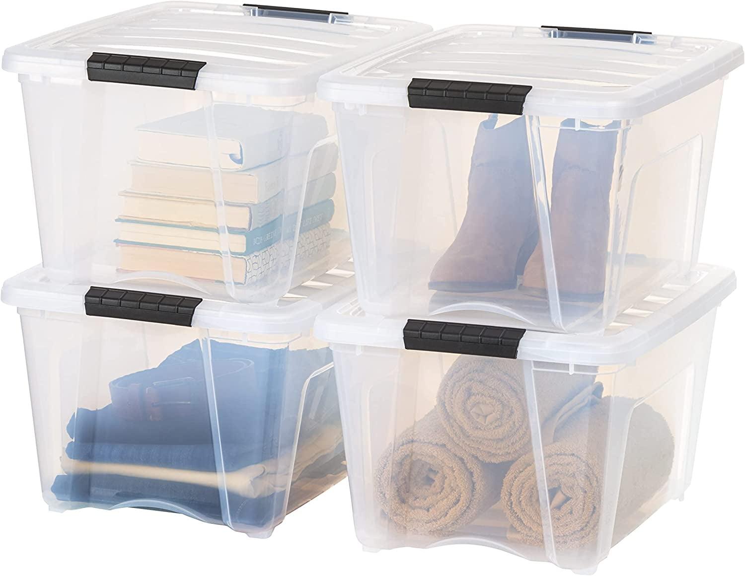 32qt Plastic Storage Bins with Lids and Secure Latching Buckles - 4 Pack