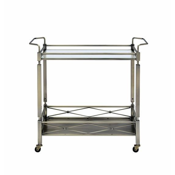 32" X 16" X 30" Antique Brass Metal Serving Cart