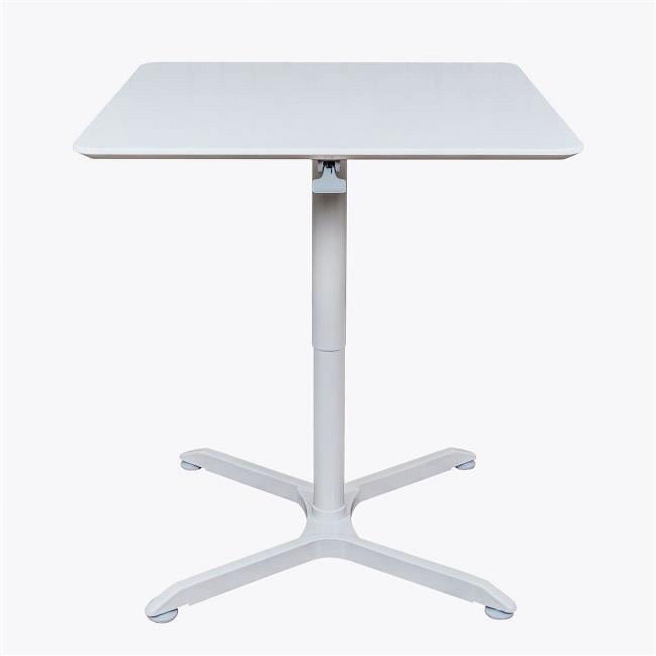 Contemporary 32" White Pneumatic Adjustable Square Cafe Table