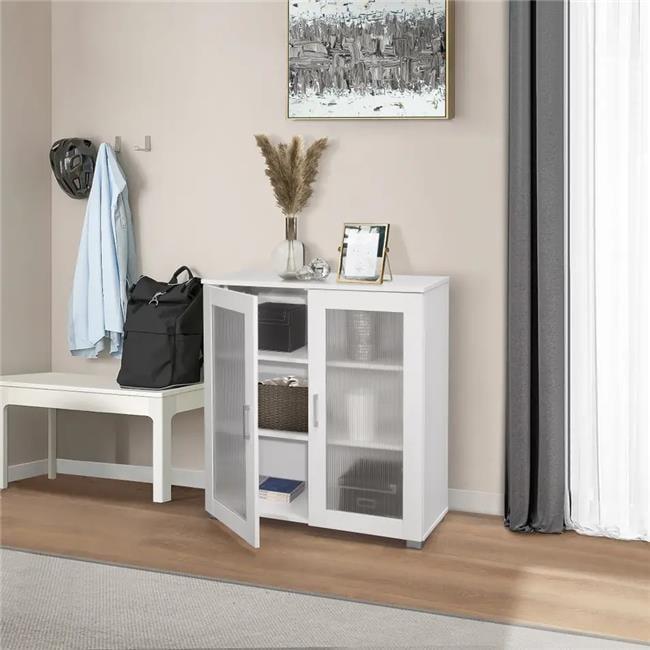 Kings Brand Furniture - 2-Door Accent Storage Cabinet, Sideboard Buffet Floor Storage Cupboard for Kitchen, Dining Room, Living Room, Entryway - White