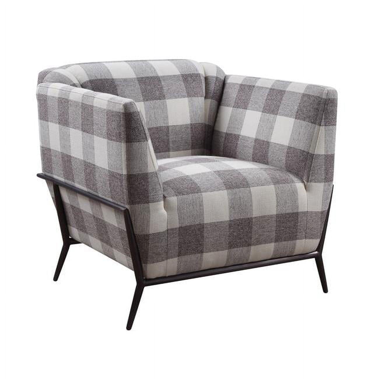 Niamey II 31" Black Plaid Fabric & Metal Accent Chair