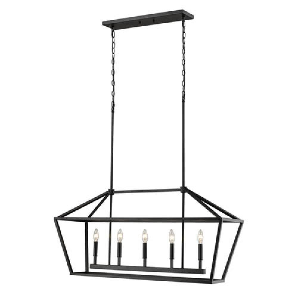 Elegant Matte Black 56" Taper Candle Chandelier with Adjustable Rods