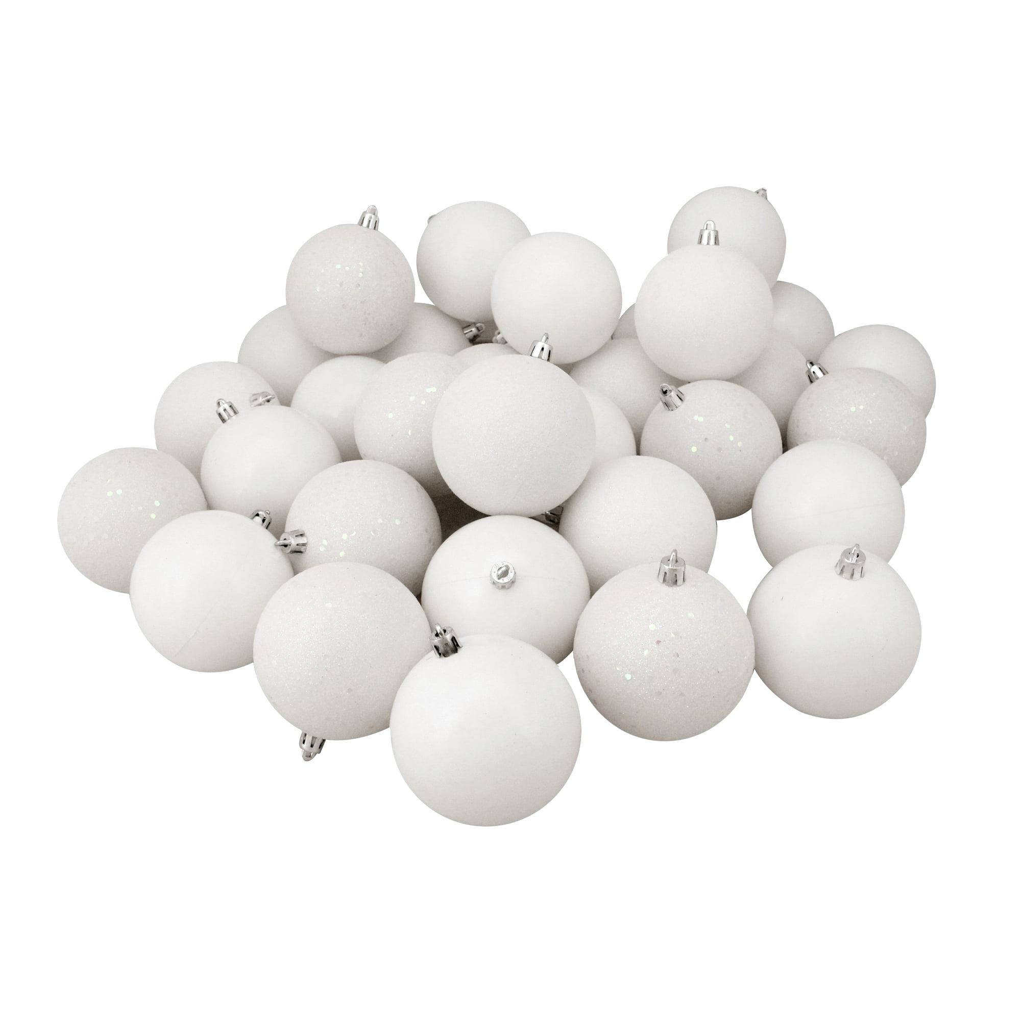 Winter White Shatterproof Plastic Christmas Ball Ornaments Set