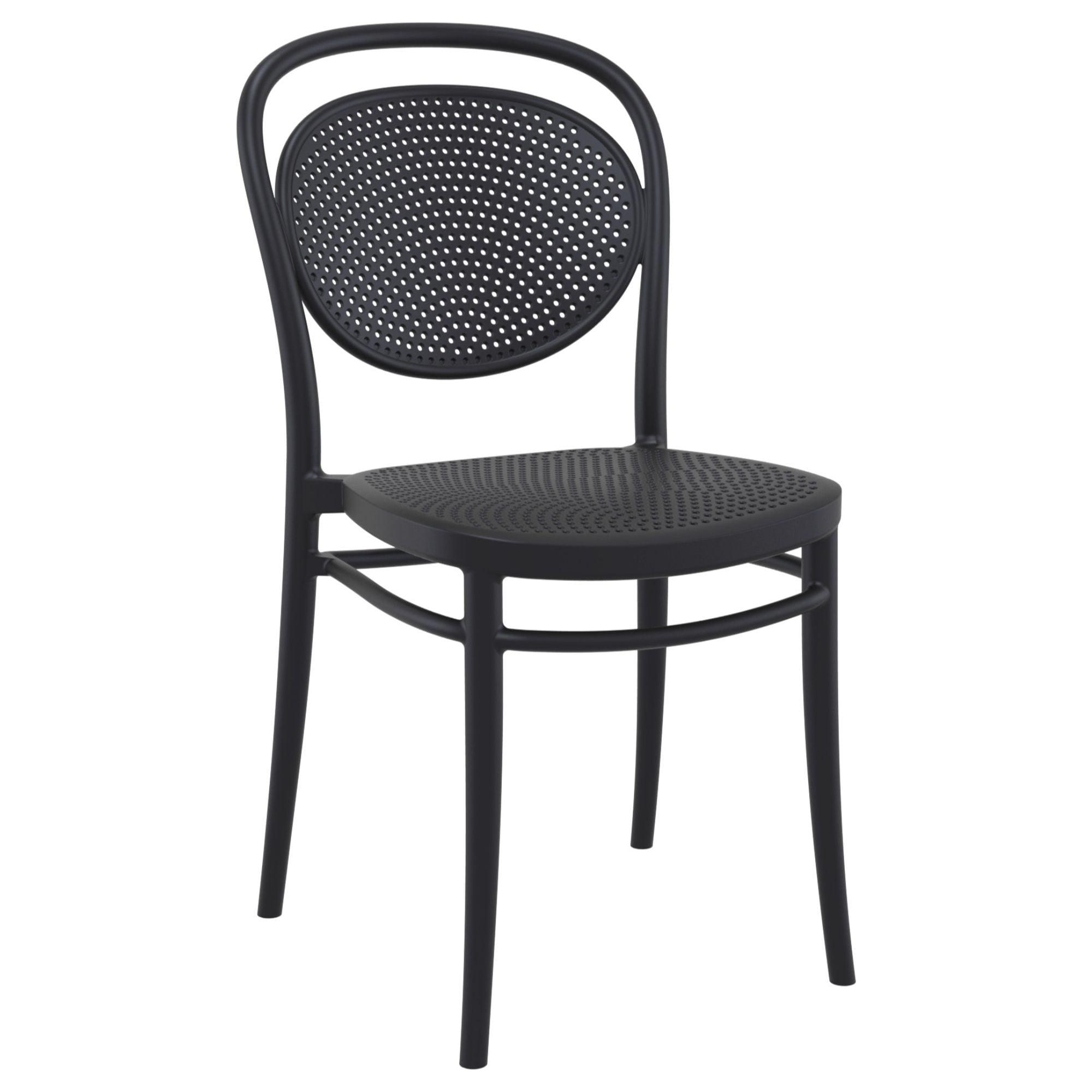 Sleek Black Resin Stackable Outdoor Armless Chair