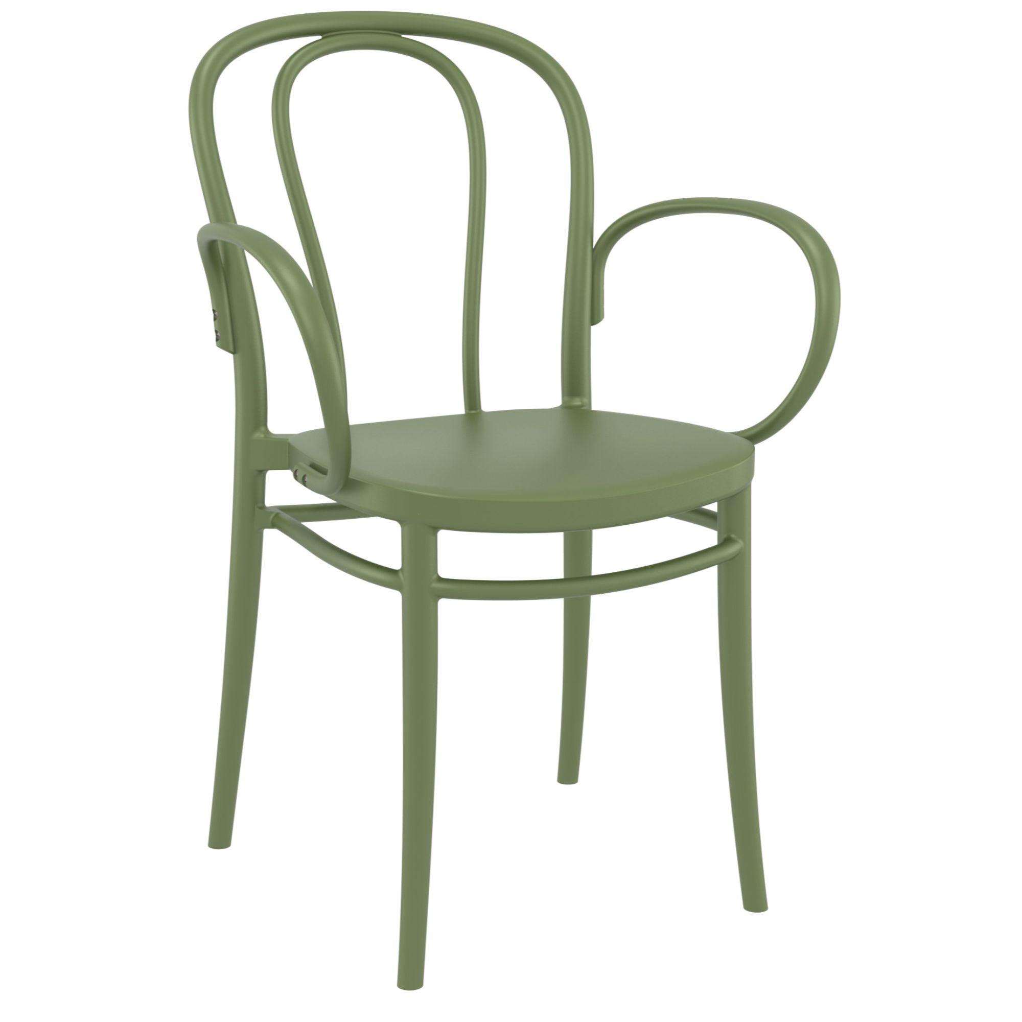 33.5" Olive Green Marine-Grade Polypropylene Outdoor Dining Armchair