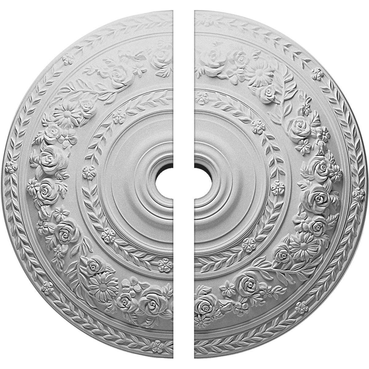 Primed White Urethane Rose Ceiling Medallion, 33 7/8"