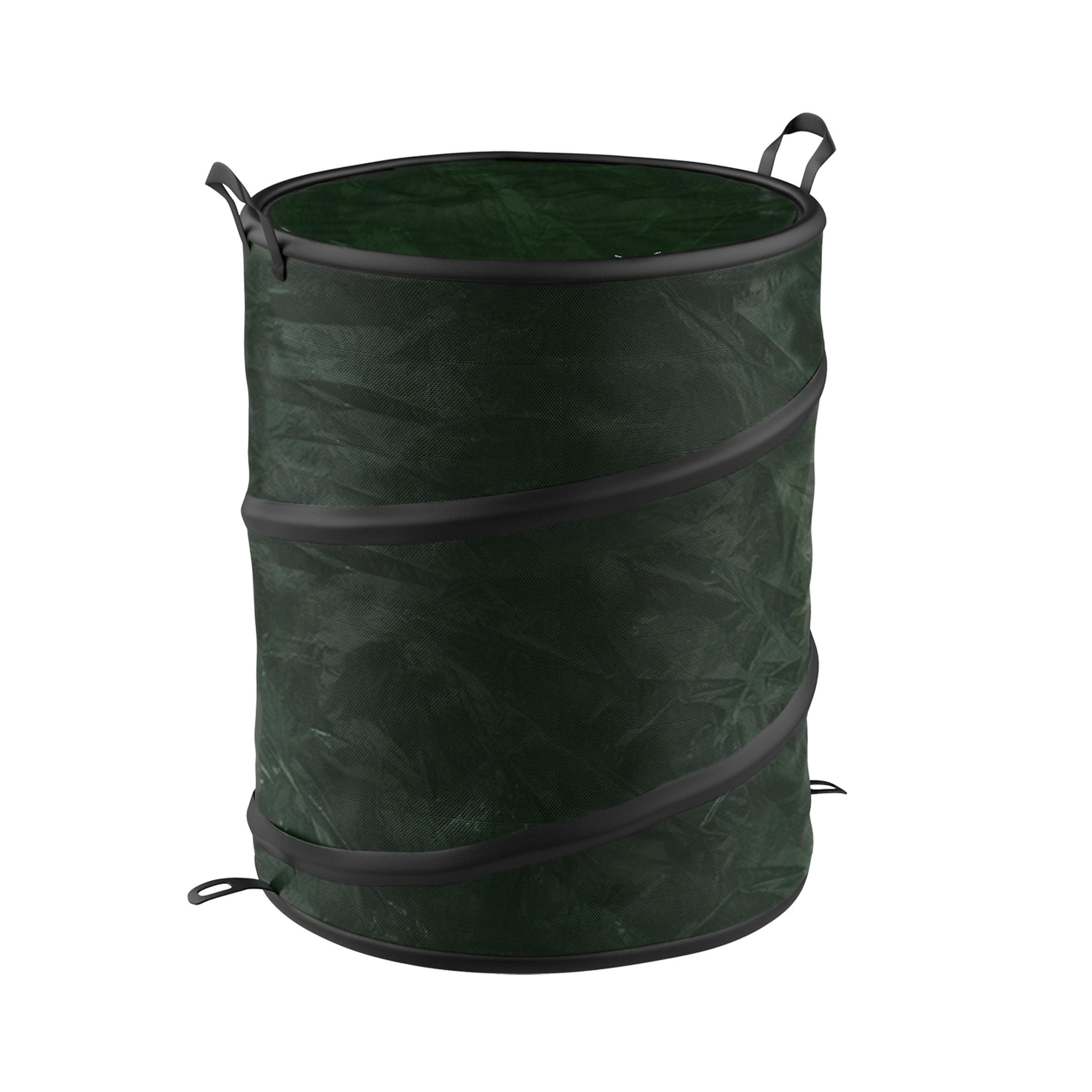 Green Collapsible Polyethylene Outdoor Trash Can with Handles