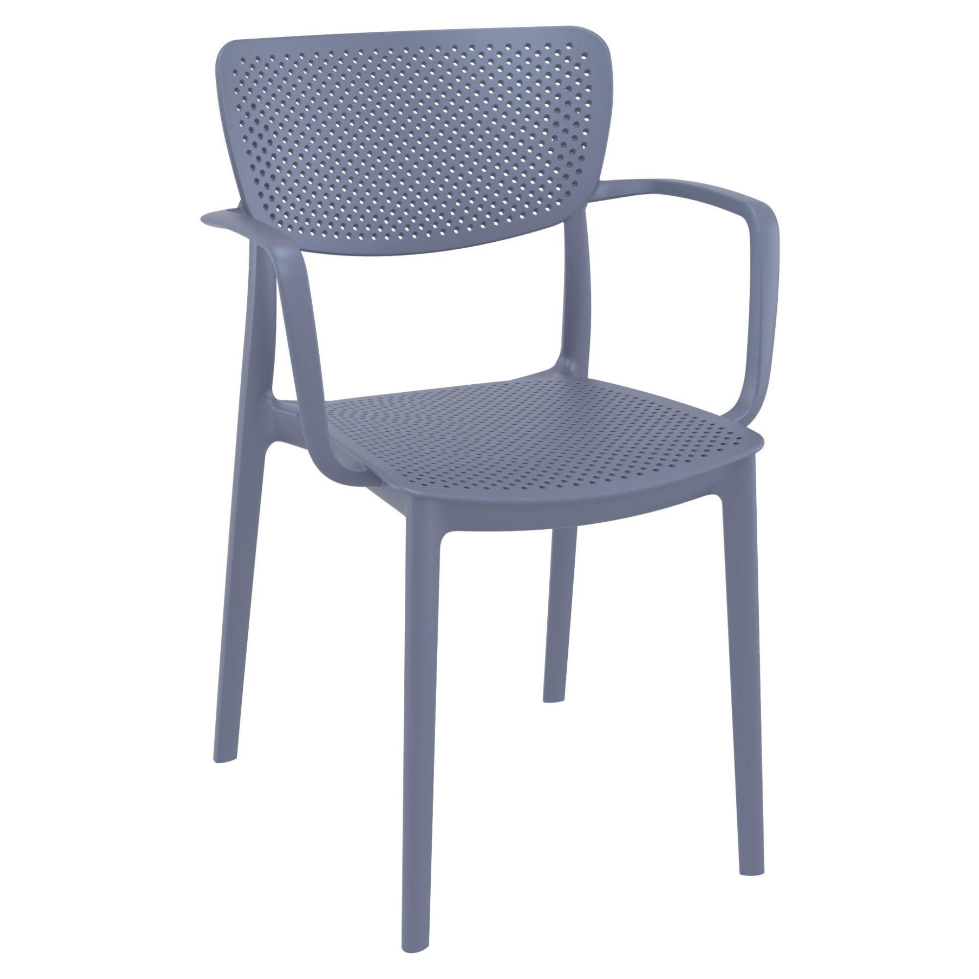 33" Elegant Gray Stackable Indoor/Outdoor Dining Armchair