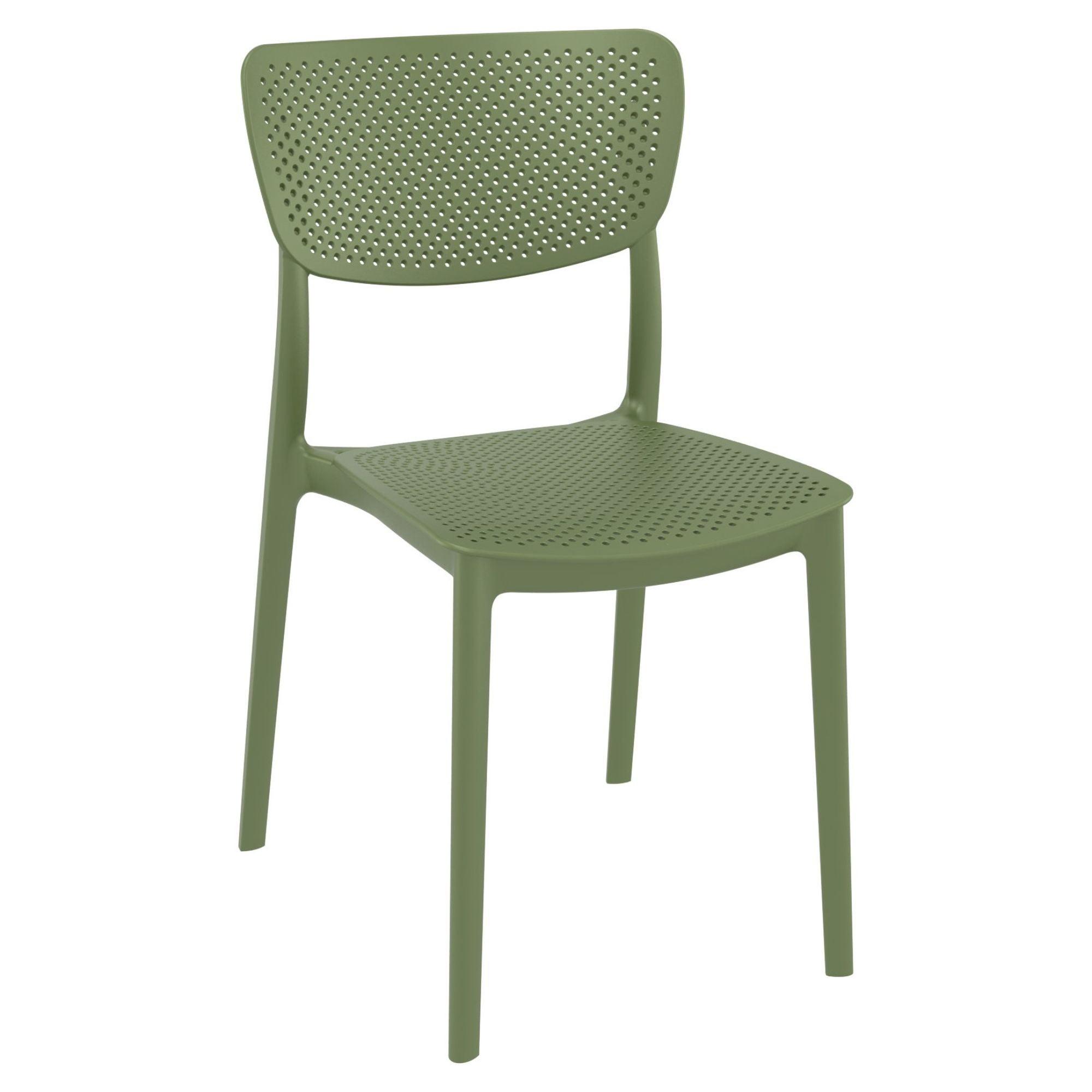 Transitional Olive Green Stackable Outdoor Dining Chair